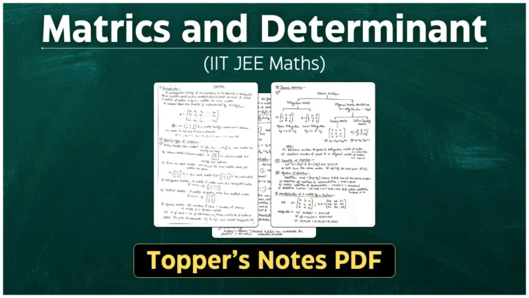 Matrics and Determinants Topper's notes pdf download