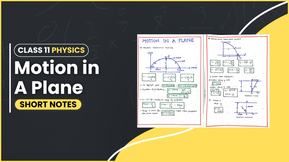 Class 11 Physics Motion in A Plane Topper’s Short Notes PDF Download